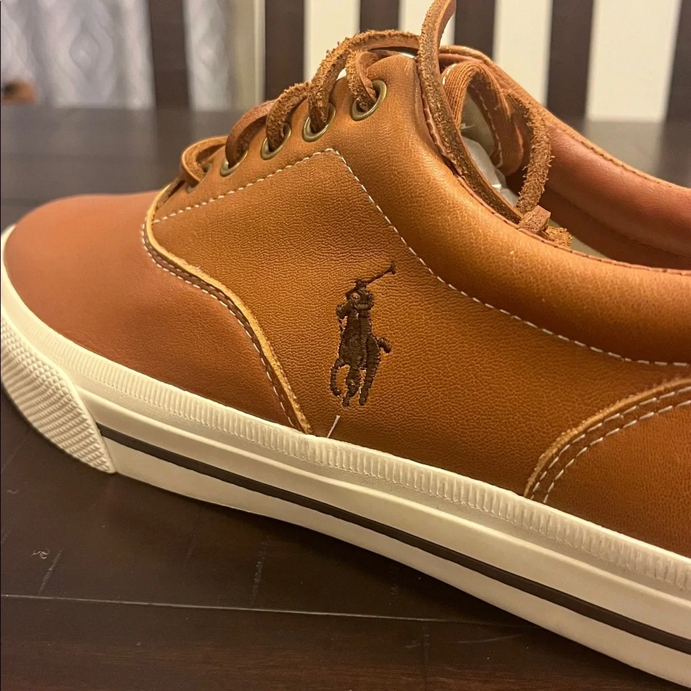 Polo Ralph Lauren Vaughn Soft Leather Boat Shoes Sneakers new tan Men’s Size 8